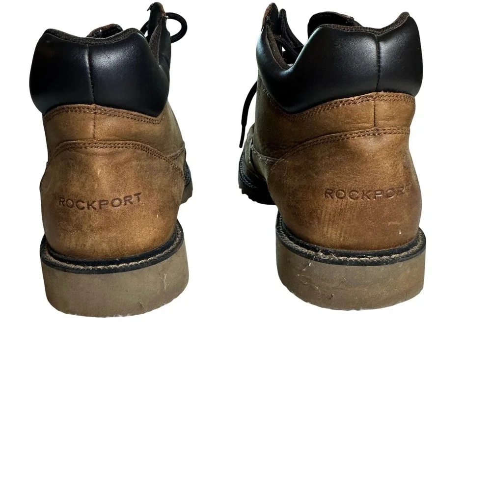 Rockport Boots Mens 12 Brown Leather Moc Toe Lace Up Gorpcore Hiking Outdoor